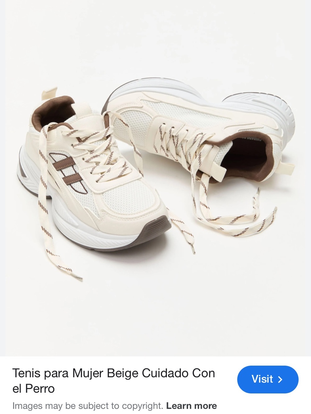 Women's Beige Chunky Lace-Up Sneakers